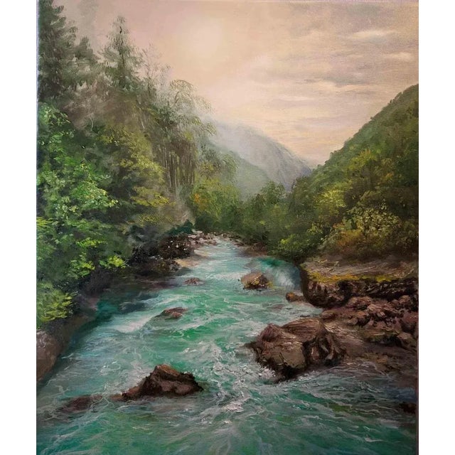 Original oil painting on canvas 60 x 50 cm, entitled RIVER. It could remind the genuine untouched nature, could be...
