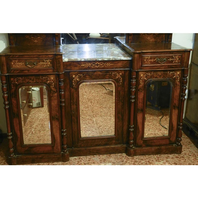 Servant Sideboard in Walnut Inlaid with France Mirror, 1850s For Sale - Image 16 of 18
