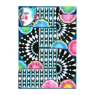 "Magical Mushroom & Caterpillar" Original by Carla Petelski From the Alice in Wonderland Collection For Sale