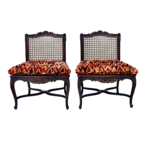 Louis XV Style Caned Slipper Chairs