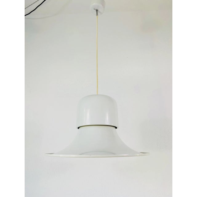 Joe Colombo White Metal Hanging Lamp by Joe Colombo, Italy, 1950s For Sale - Image 4 of 9