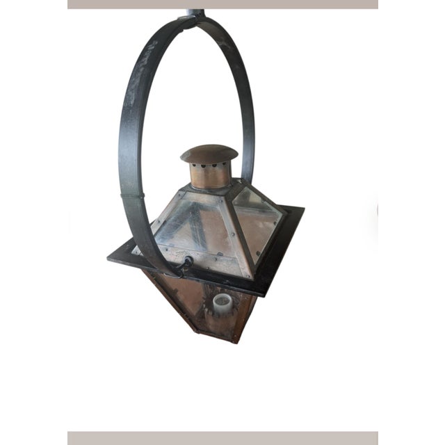 Copper Mid-20th Century Bevolo French Quarter Copper Yoke Pendant Lanterns - A Pair For Sale - Image 8 of 18
