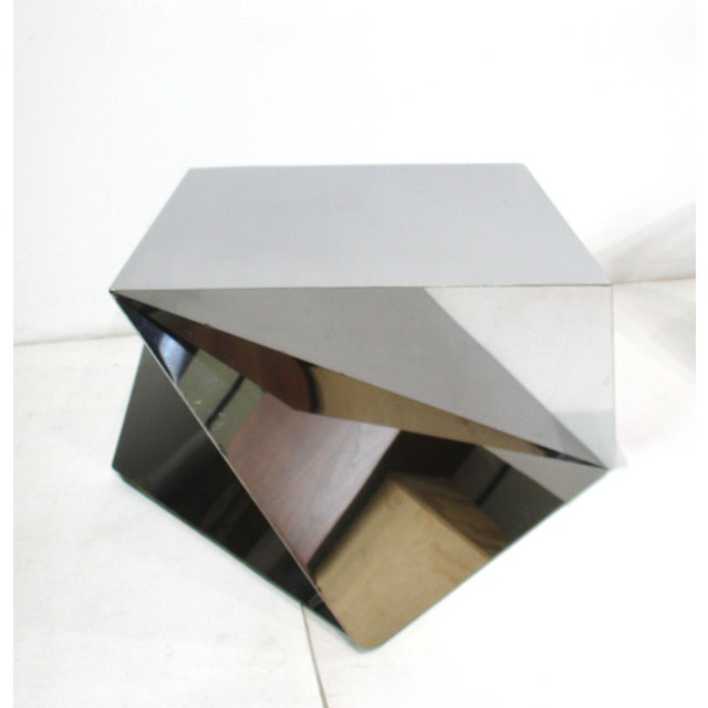 Silver 1970's Chromed Origami Styled Angled Side Tables For Sale - Image 8 of 12