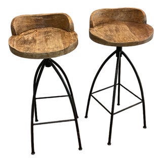 Restoration Hardware Bar Stools From Resourced Wood For Sale