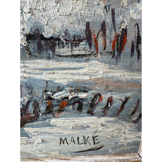 Paint Early 20th Century Winter Scene Painting For Sale - Image 7 of 9