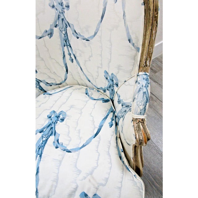 Antique Framed French Louis XV Style Bergère Chair Scalamandre Fabric For Sale - Image 11 of 15