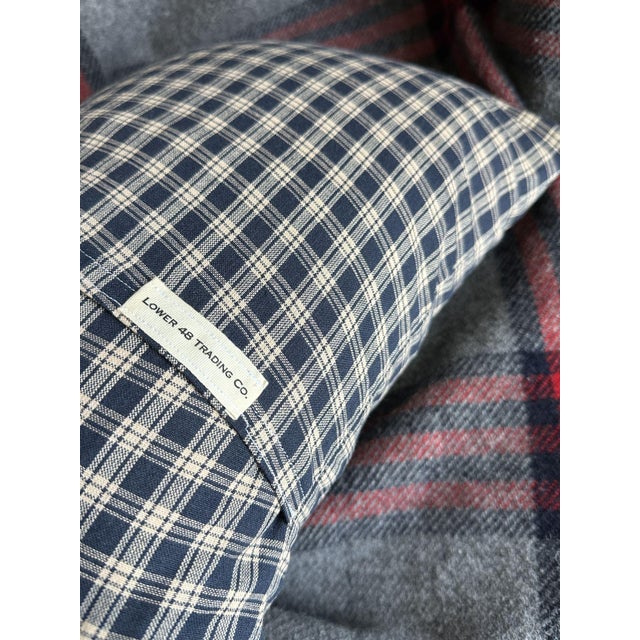 South Dakota Badlands Vintage Red Pennant on New Woven Plaid Pillow For Sale - Image 4 of 4