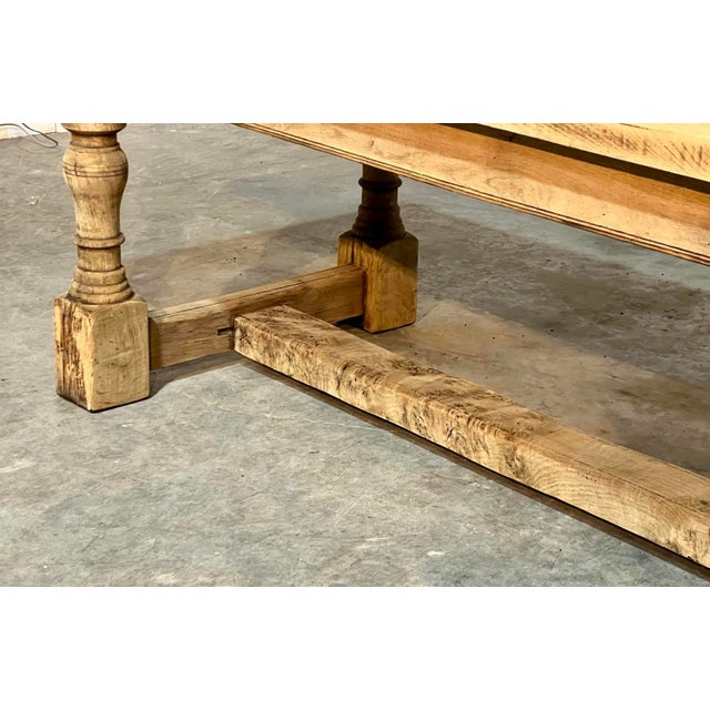 Brown Bleached Oak Farmhouse Dining Table, 1925 For Sale - Image 8 of 18