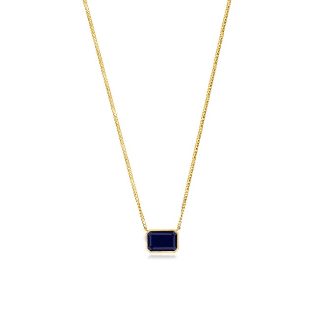 Not Yet Made - Made To Order 4.46 Ct Deep Blue Sapphire Necklace in 14k Yellow Gold For Sale - Image 5 of 13