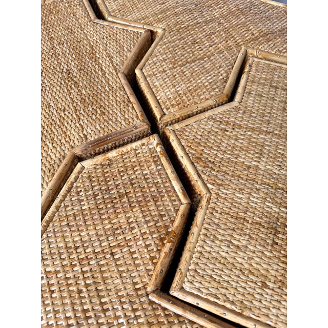 Modular Rattan Tables "Stella E Croce" by Vivai Del Sud. Italy, 1970s For Sale - Image 9 of 9