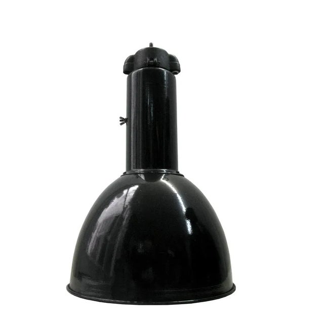Vintage Industrial Pendant Light in Black Enamel, 1930s For Sale - Image 6 of 6
