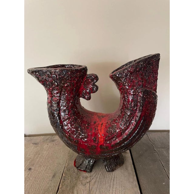 Red Ceramic Rooster, 1960s, in Very Good conditions. Designed 1960 to 1969
