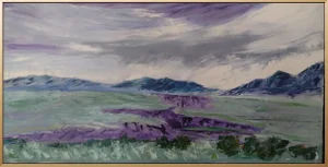 “Stormy Skies at the Gorge – Framed Southwest Palette Knife Oil Painting by Anita C. Blythe”
