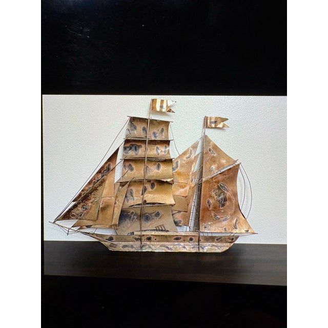 This brutalist metal ship has been hand sculpted and designed as a 19th century war ship. There is great detail in this...