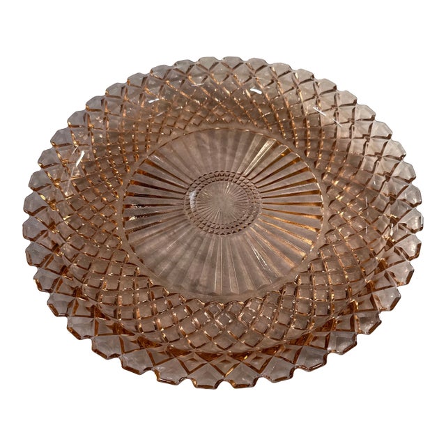 1930s Anchor Hocking Depression Era Pink Glass Cake Plate For Sale