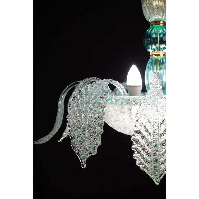 Vintage Venetian Turquoise Murano Glass Chandelier For Sale - Image 12 of 12