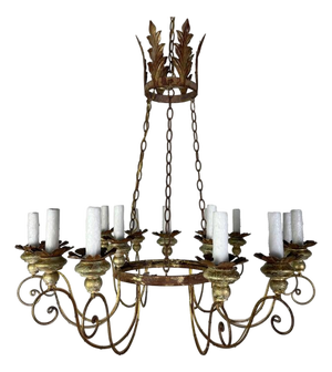 Miamar Twelve-Light Wrought Iron Chandelier With Gilt Finish