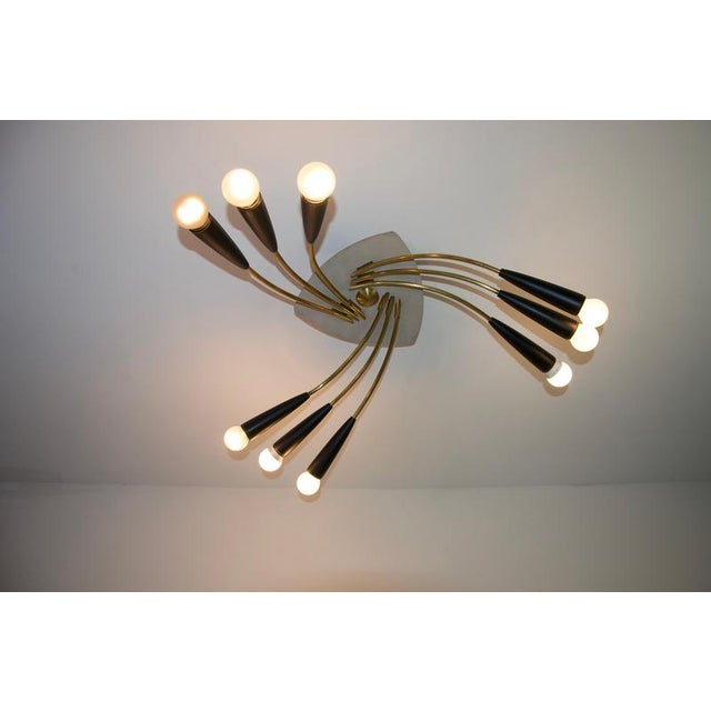 Mid-Century Brass Sputnik Ceiling Lamp, Germany, 1950s For Sale - Image 4 of 14