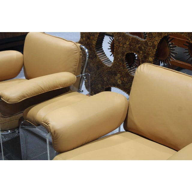 Pair of Argenta Lucite Chairs in Leather Attributed to Pace Collection - 1970's For Sale In Los Angeles - Image 6 of 10