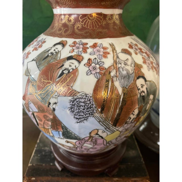 Metal Vintage Red and Gold Asian Lamp For Sale - Image 7 of 10