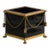 Neoclassical Brass & Black Opaline Glass Cache Pot With Tassel Swags For Sale