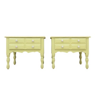 1980s Cottage Green End Tables - a Pair For Sale