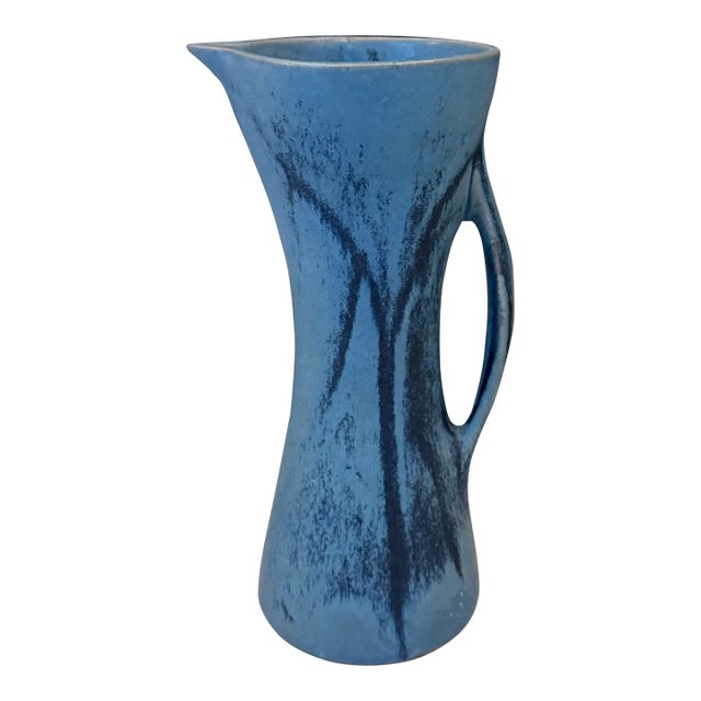 Mid 20th Century Mid-Century Modern Blue Ceramic Pitcher Vase by Weston Neil Andersen for Andersen Design For Sale