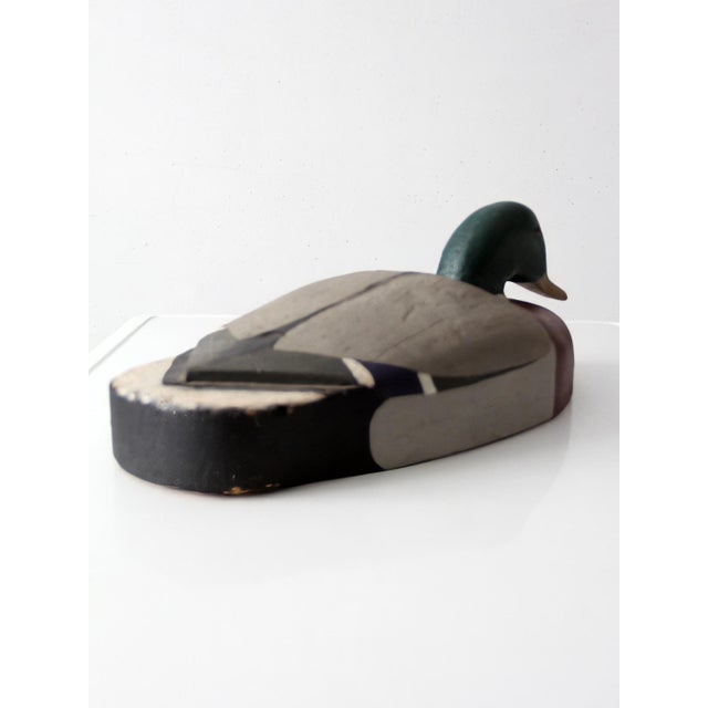Green Vintage Folk Art Mallard Duck Decoy Large For Sale - Image 8 of 13