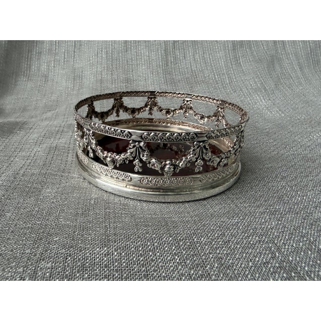 Vintage Silver Plate Faux Tortoise Wine Coaster For Sale In New York - Image 6 of 11
