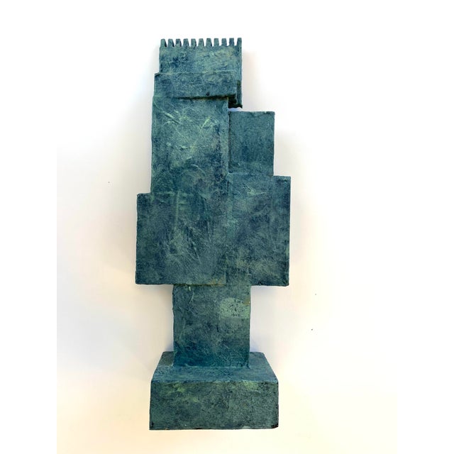 Turquoise Mid 20th Century "Queen" Abstract Cubist Sculpture For Sale - Image 8 of 9