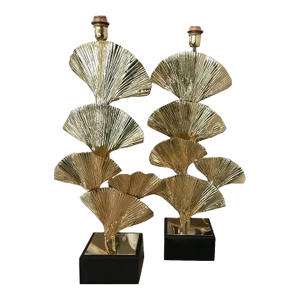 Handmade Table Lamps in Leaves Brass - Set of 2