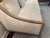 Wood Framed Sofa in White Linen For Sale - Image 4 of 8