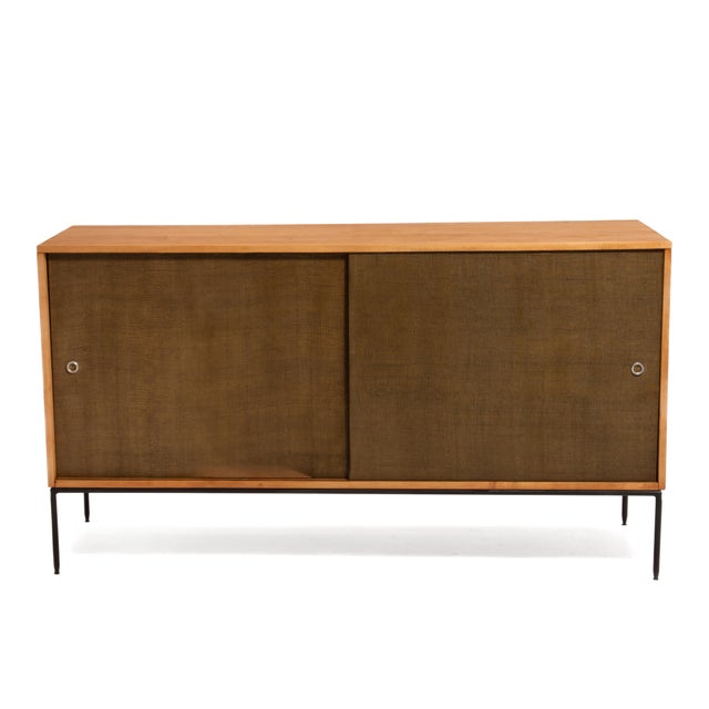 Paul McCobb Winchendon Furniture Planner Group Grasscloth Iron Base Credenza Unmarked Mid Century For Sale - Image 11 of 18