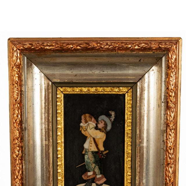 Antique Italian Grand Tour Pietra Dura Marble Picture Cavalier Musketeer 1880 For Sale - Image 4 of 6