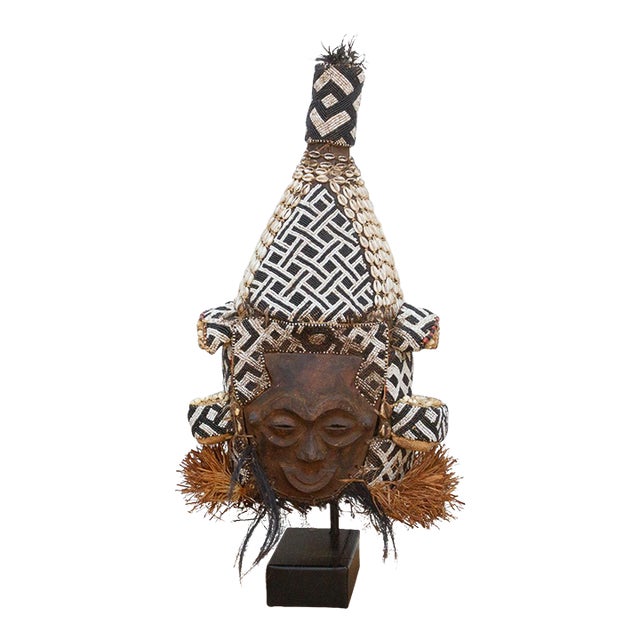 Cowry Shell Kuba Lele African Mask For Sale