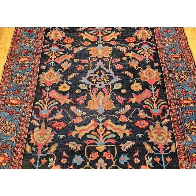Antique Persian Malayer Rug, Hand-Knotted Wool, Geometric Pattern, 5x7, Navy and Green For Sale - Image 10 of 16