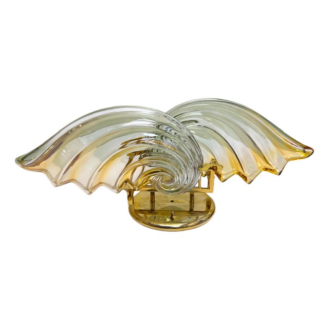 Large Italian Shell-Shaped Murano Glass Ceiling Lamp, 1970s For Sale