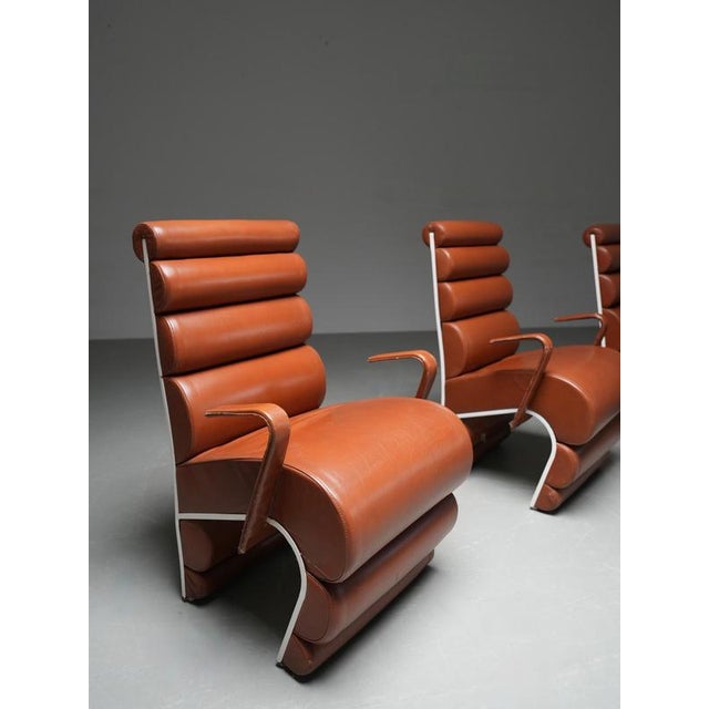 Metal Armchairs in Metal and Faux Leather, France, 1970s, Set of 4 For Sale - Image 7 of 13