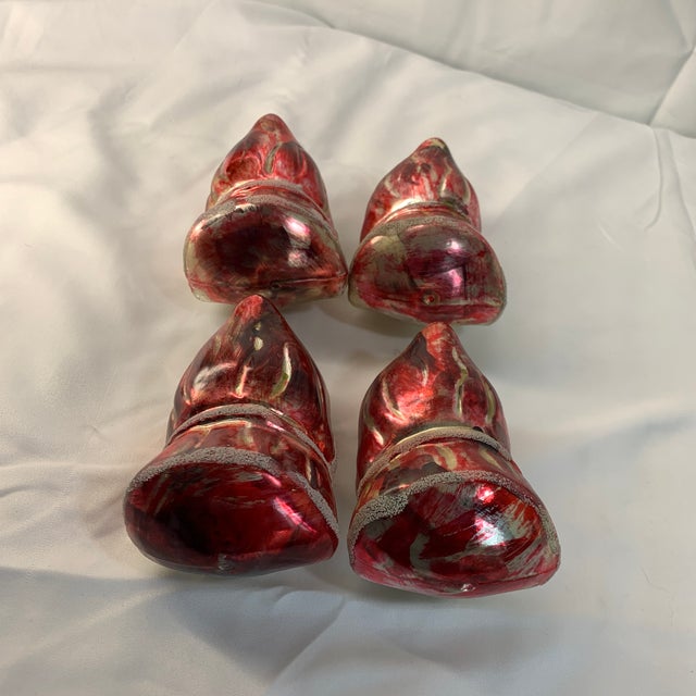 Hollywood Regency Set of 4 Antique German Mercury Glass Santa Christmas Ornaments For Sale - Image 3 of 7