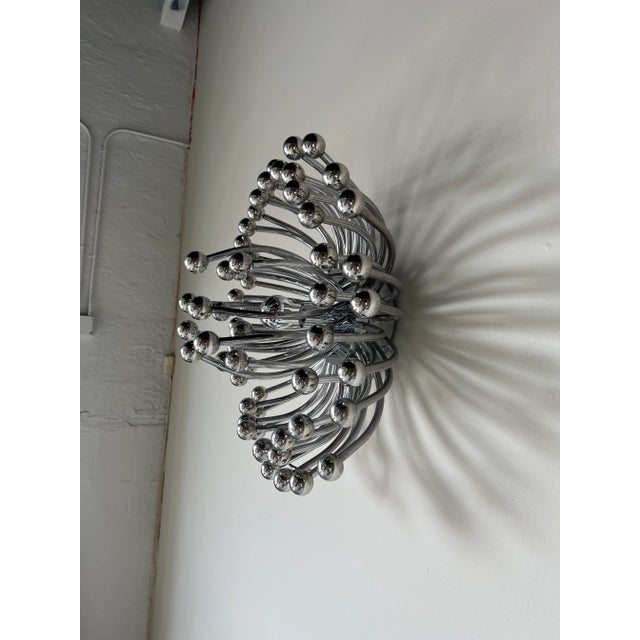 1980s Vintage Italian Design " Pistillo " - Style Chrome Sconce Lamp For Sale - Image 5 of 13