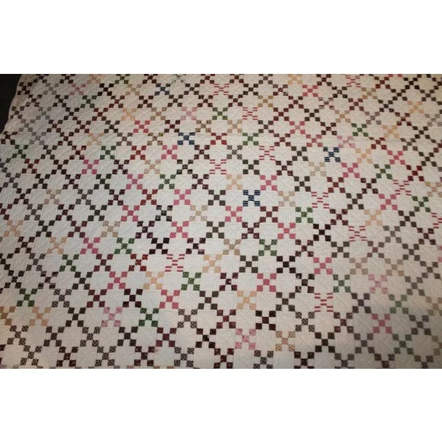 Rustic 19th Century Mini Postage Stamp Chain Quilt For Sale - Image 3 of 8