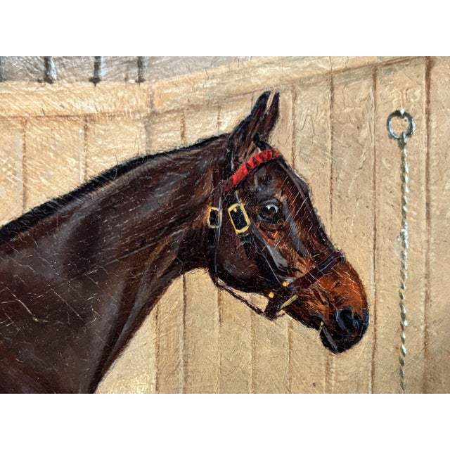 1895 "Portrait of a Bay Hunter" Antique Horse Painting Oil on Canvas by Henry Frederick Lucas Lucas For Sale - Image 4 of 12