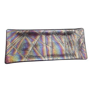 Signed Vintage Iridescent Fused Glass Tray