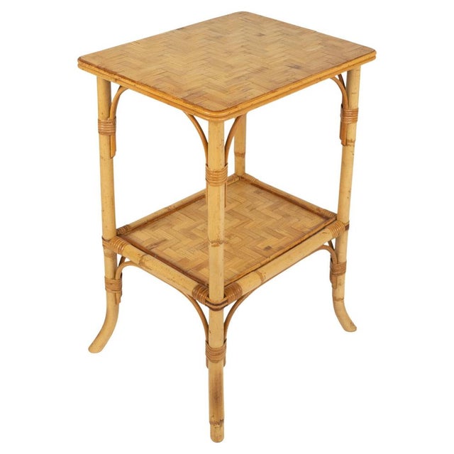 Mid-Century Rattan and Bamboo Side Table in the style of Vivai del Sud, Italy, 1970s For Sale - Image 17 of 17