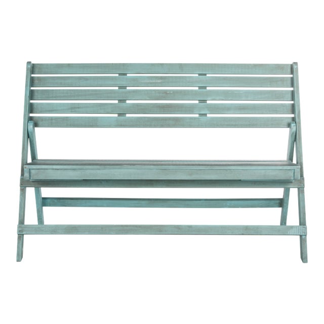 Arnold Folding Bench in Beach House Blue For Sale