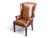 1990s Pair of Vintage Cognac Leather Wingback Chairs With Louis XVI–Style Fluted Legs For Sale - Image 5 of 11