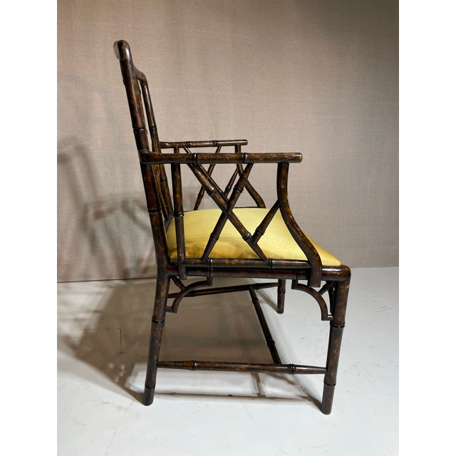 Faux tortoise shell lacquer finish Faux bamboo Stylish arm chair