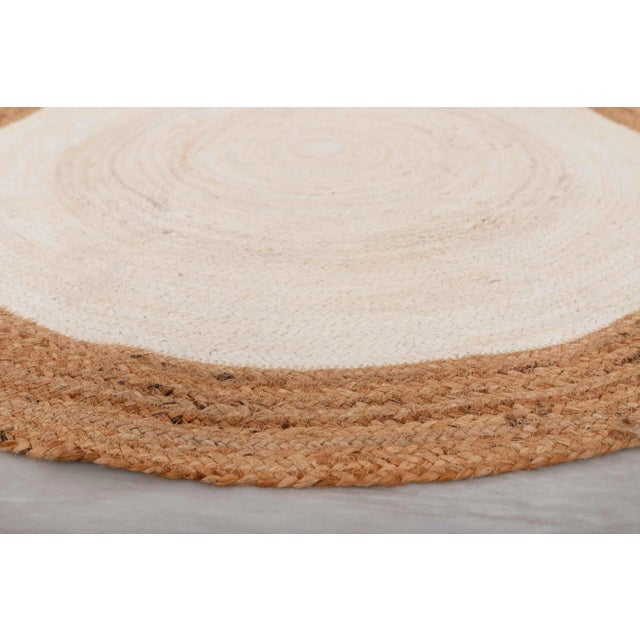 White White Jute Round Hand Made Braided Style Boho Rug 10 Foot For Sale - Image 8 of 11