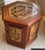 Hand-carved wooden hexagonal end table cabinet, priced individually (four total). Each cabinet has intricate Asian relief...