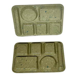 Vintage Texas Ware Dallas Green Confetti Melamine Plastic Divided Tray - Set of 2